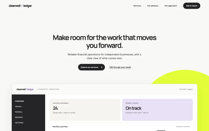 Clearwell Ledger website concept