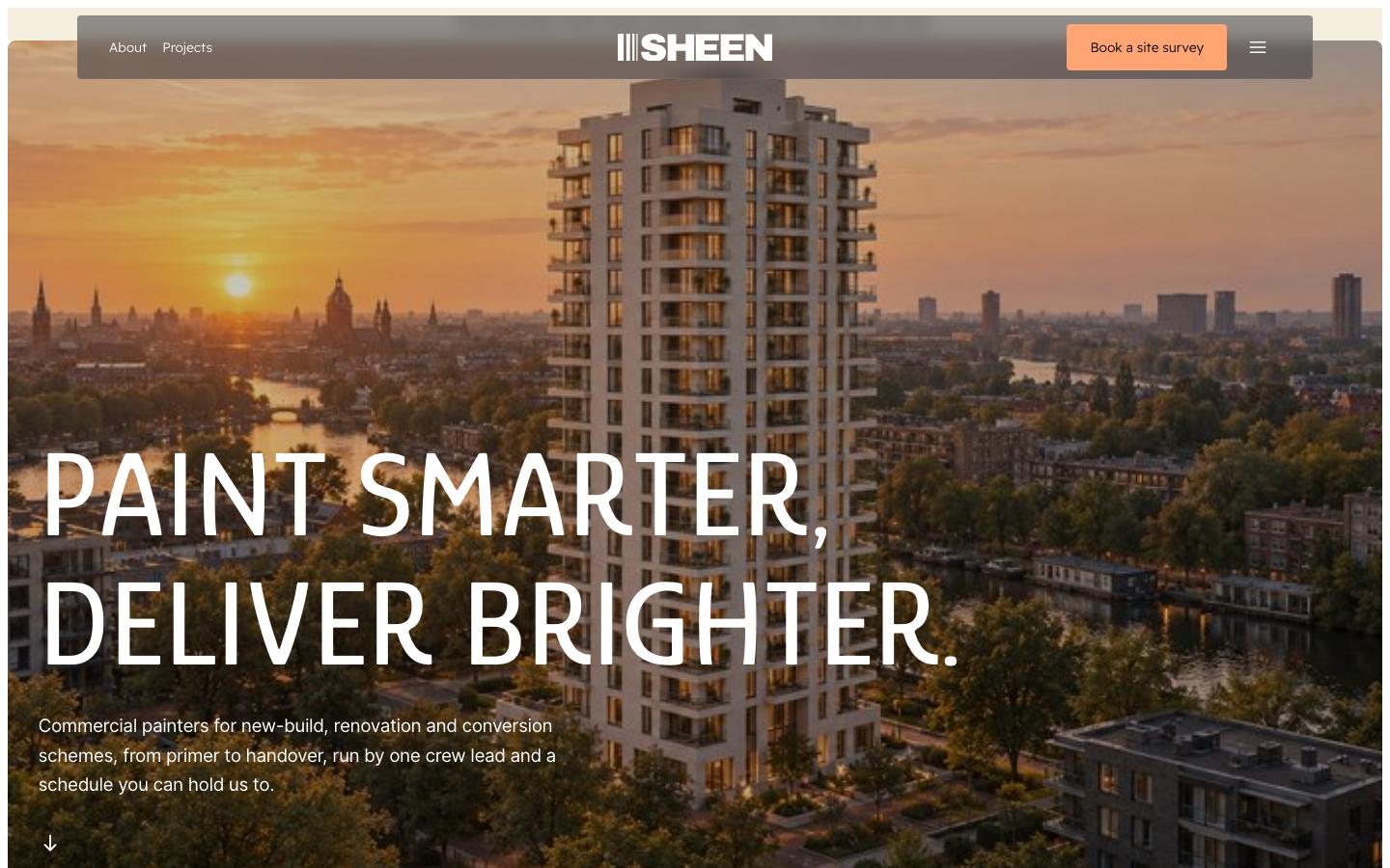 SHEEN Coatings template homepage screenshot