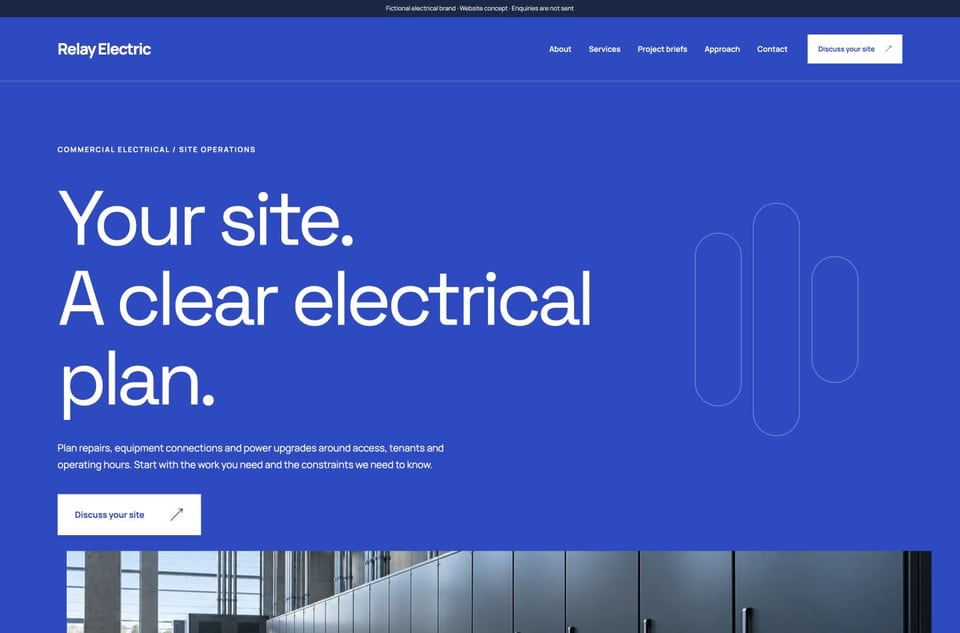 Relay Electric template homepage screenshot