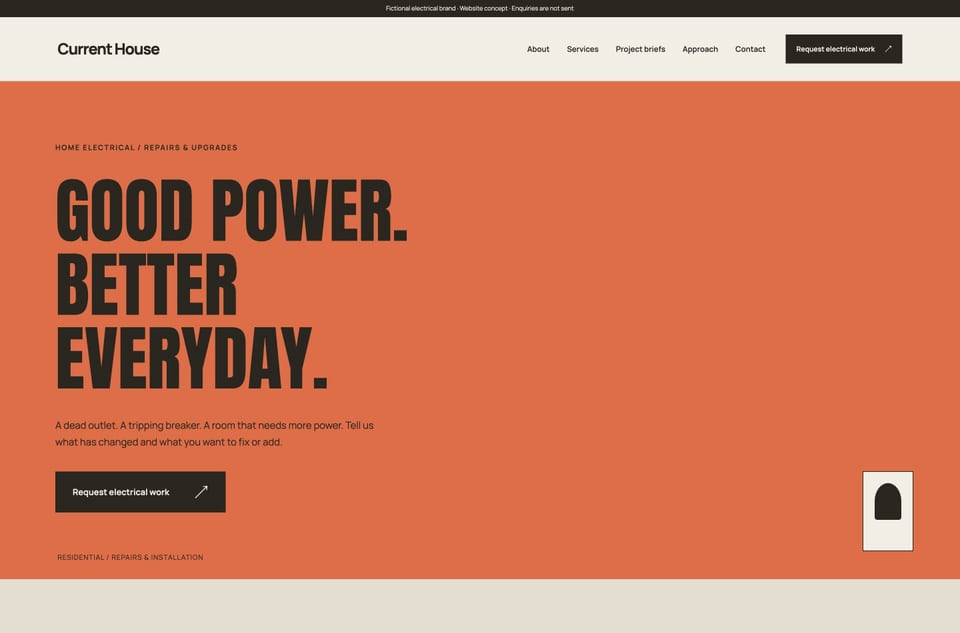 Current House template homepage screenshot