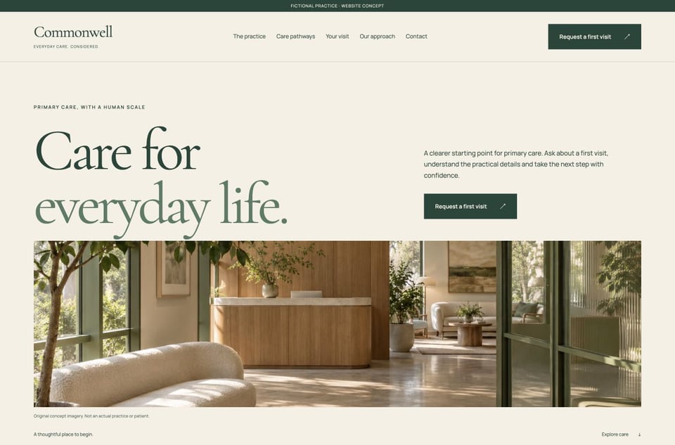 Commonwell template homepage screenshot