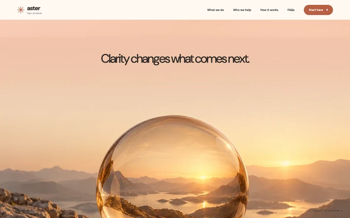 Aster Tax Studio website concept