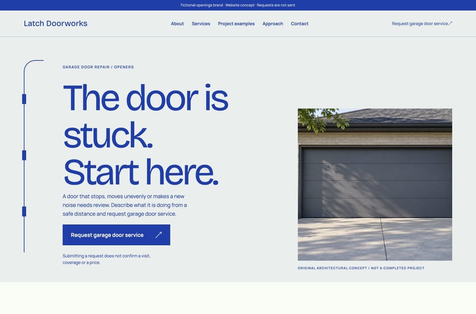 Latch Doorworks template homepage screenshot