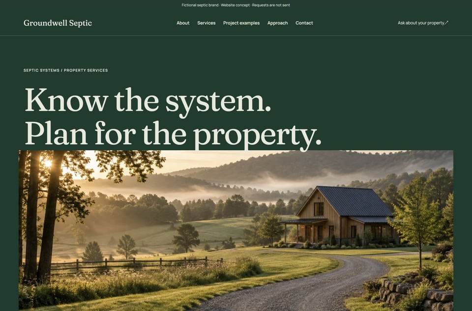 Groundwell Septic template homepage screenshot