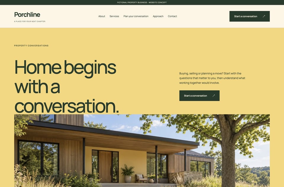 Porchline template homepage screenshot
