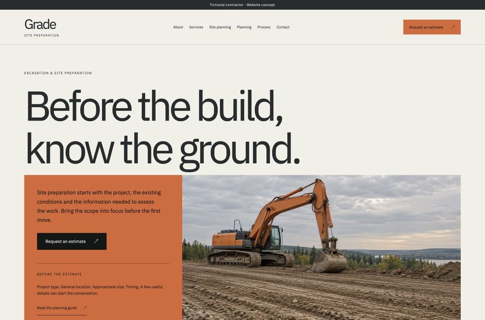 Grade template homepage screenshot