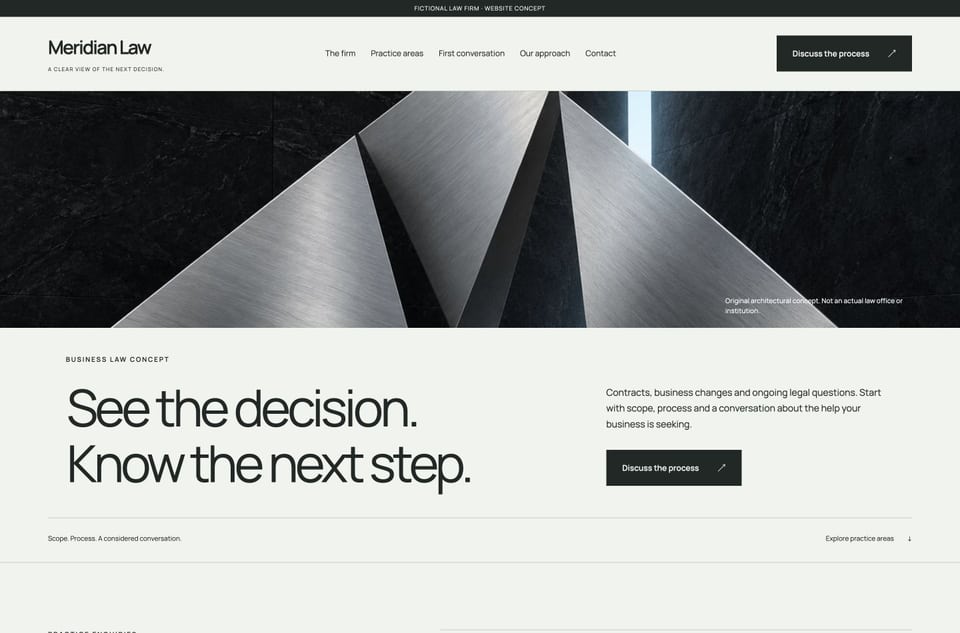 Meridian Law template homepage screenshot