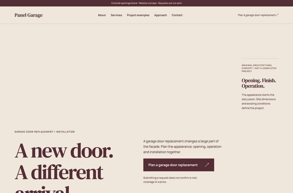 Panel Garage template homepage screenshot