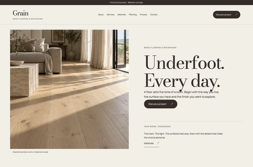 Grain template homepage screenshot