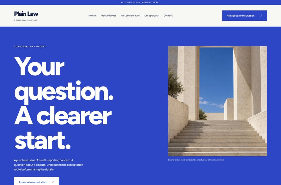 Plain Law template homepage screenshot