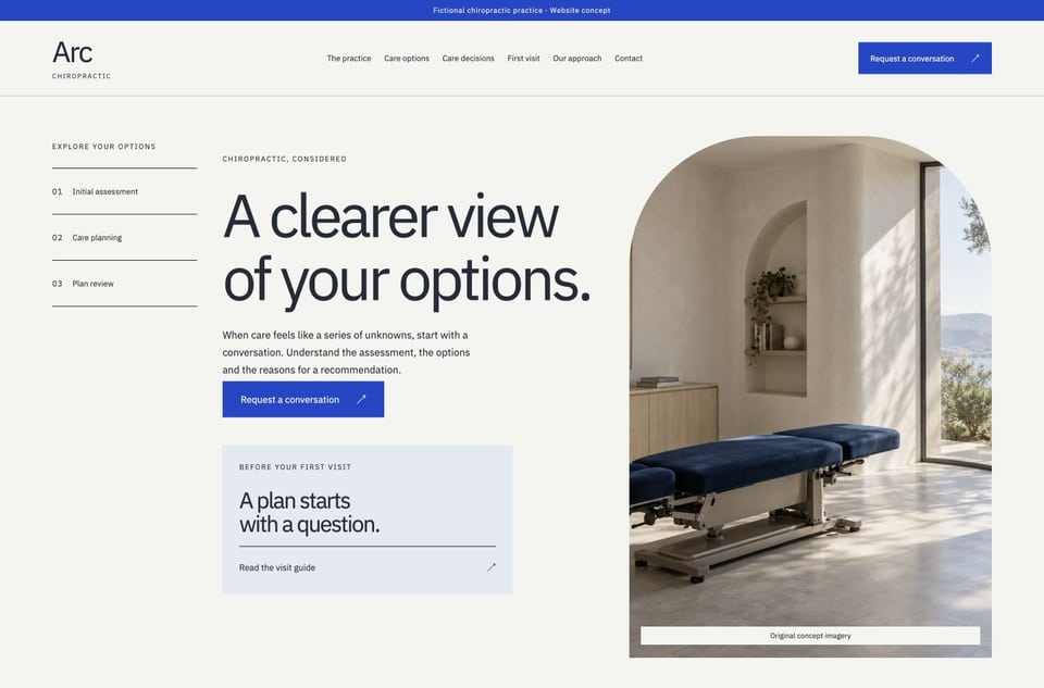 Arc template homepage screenshot