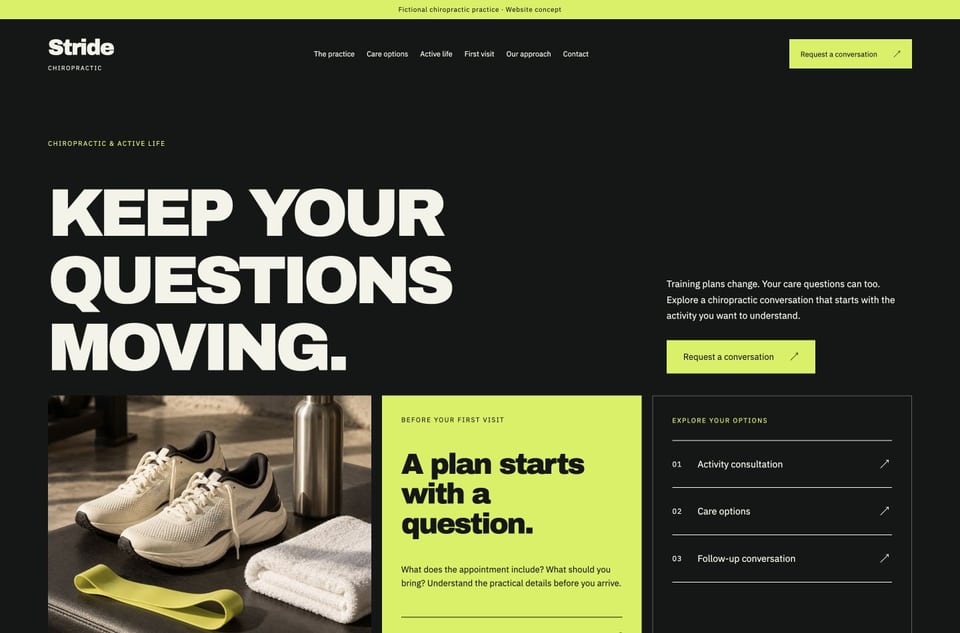 Stride template homepage screenshot