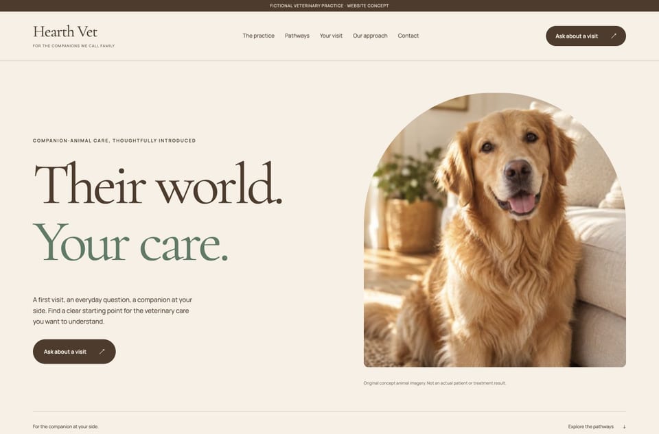 Hearth Vet template homepage screenshot