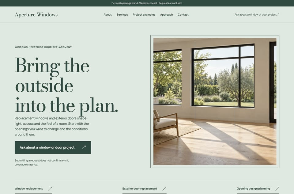 Aperture Windows template homepage screenshot