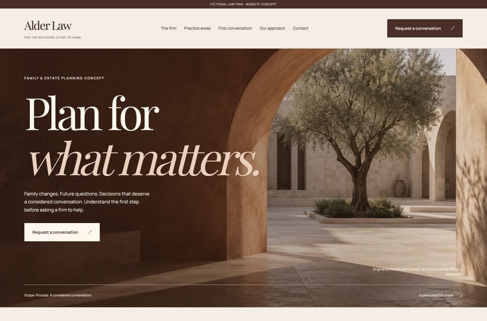 Alder Law template homepage screenshot