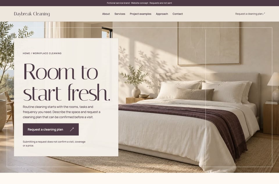 Daybreak Cleaning template homepage screenshot