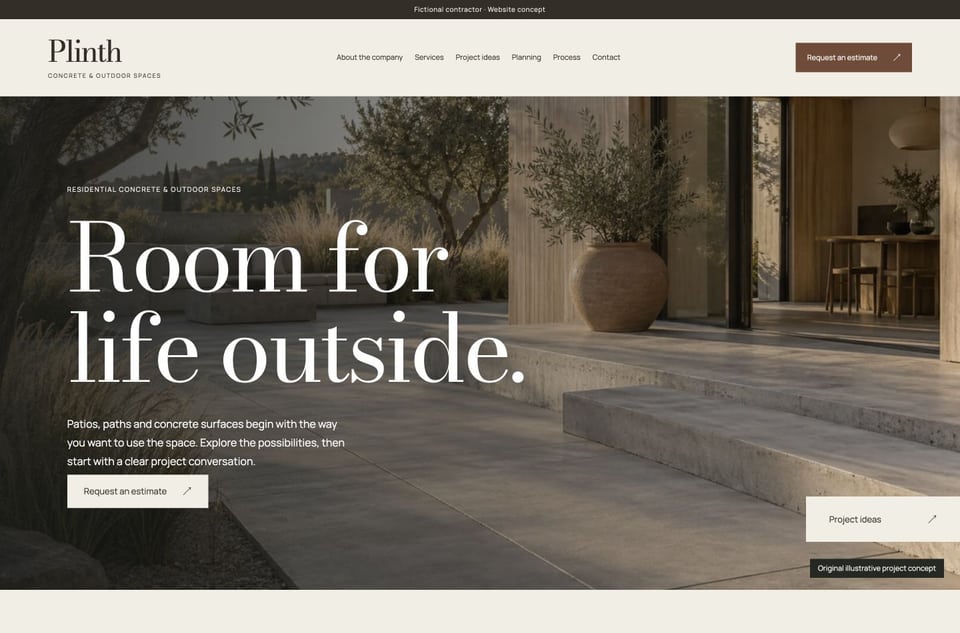 Plinth template homepage screenshot
