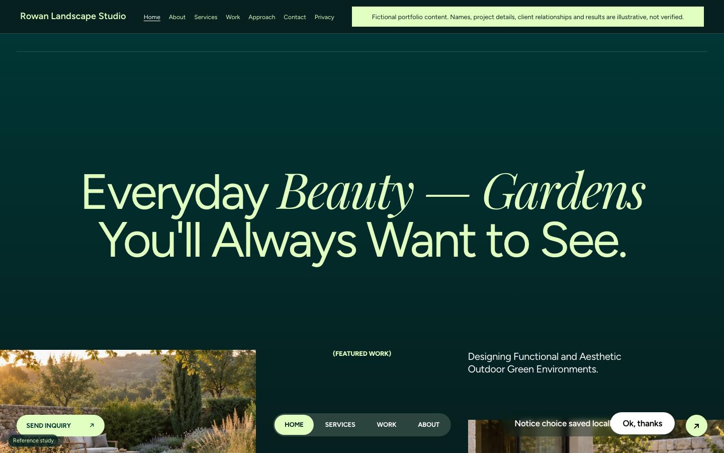 Rowan Landscape Studio template homepage screenshot