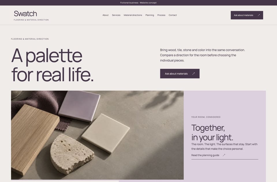 Swatch template homepage screenshot