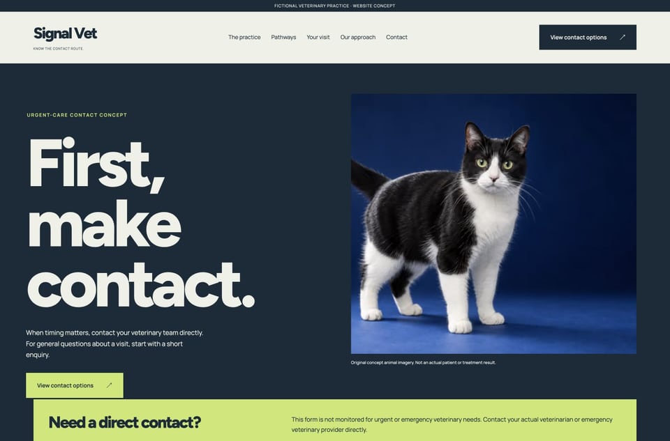 Signal Vet template homepage screenshot